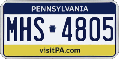 PA license plate MHS4805