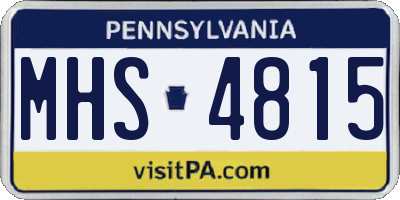PA license plate MHS4815