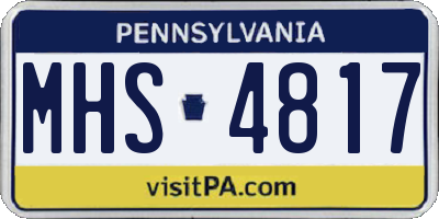 PA license plate MHS4817