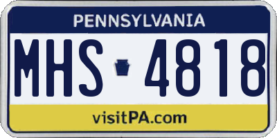 PA license plate MHS4818