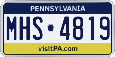 PA license plate MHS4819