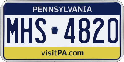 PA license plate MHS4820