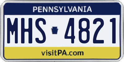 PA license plate MHS4821