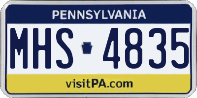 PA license plate MHS4835