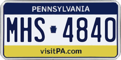 PA license plate MHS4840