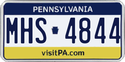 PA license plate MHS4844