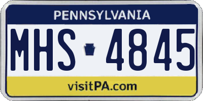 PA license plate MHS4845