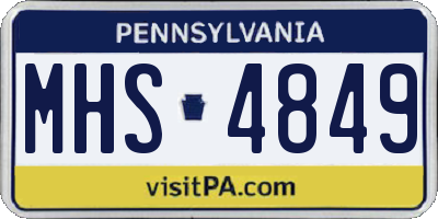 PA license plate MHS4849