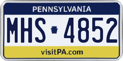 PA license plate MHS4852