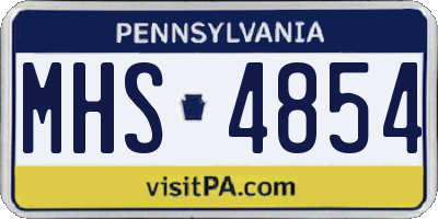 PA license plate MHS4854