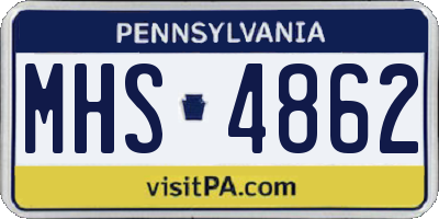 PA license plate MHS4862