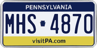 PA license plate MHS4870