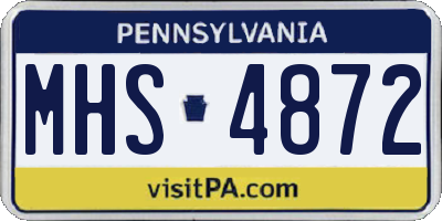 PA license plate MHS4872