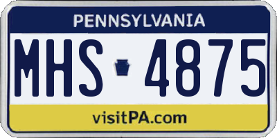 PA license plate MHS4875