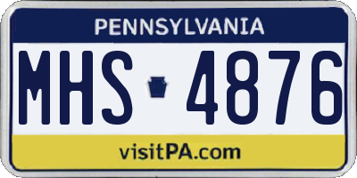 PA license plate MHS4876