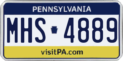 PA license plate MHS4889