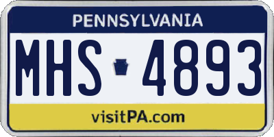 PA license plate MHS4893