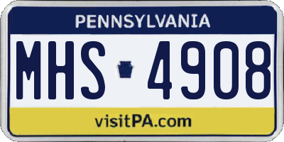 PA license plate MHS4908