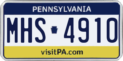PA license plate MHS4910