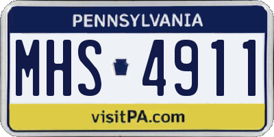 PA license plate MHS4911
