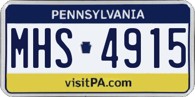 PA license plate MHS4915