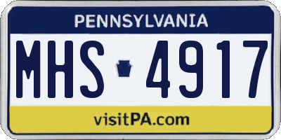 PA license plate MHS4917