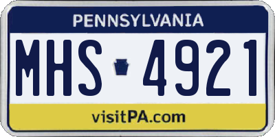 PA license plate MHS4921