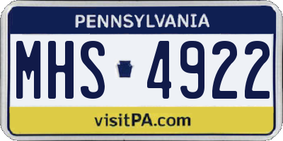 PA license plate MHS4922