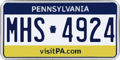 PA license plate MHS4924