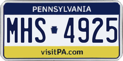 PA license plate MHS4925
