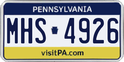 PA license plate MHS4926