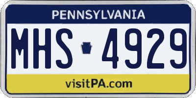 PA license plate MHS4929