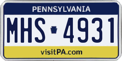 PA license plate MHS4931