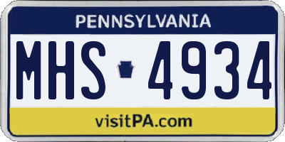 PA license plate MHS4934