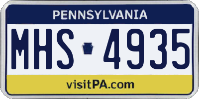 PA license plate MHS4935