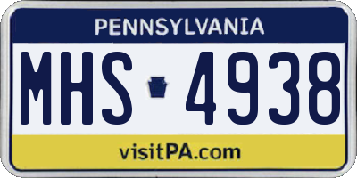 PA license plate MHS4938
