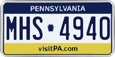 PA license plate MHS4940