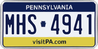 PA license plate MHS4941