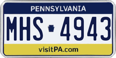 PA license plate MHS4943