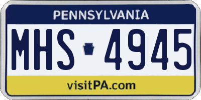 PA license plate MHS4945