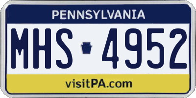 PA license plate MHS4952
