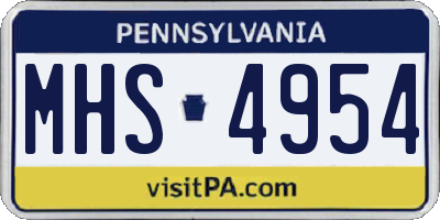 PA license plate MHS4954