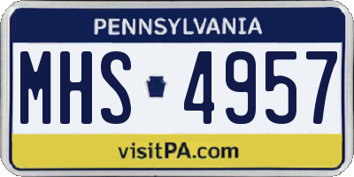 PA license plate MHS4957