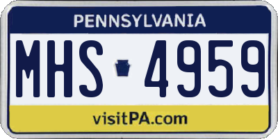 PA license plate MHS4959