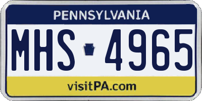 PA license plate MHS4965