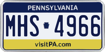 PA license plate MHS4966
