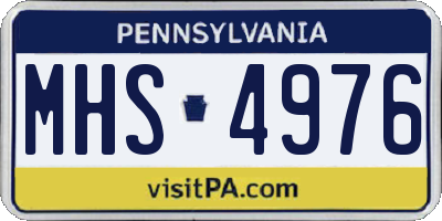 PA license plate MHS4976