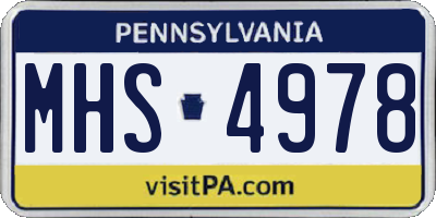 PA license plate MHS4978