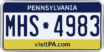 PA license plate MHS4983
