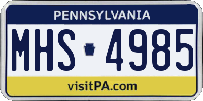 PA license plate MHS4985